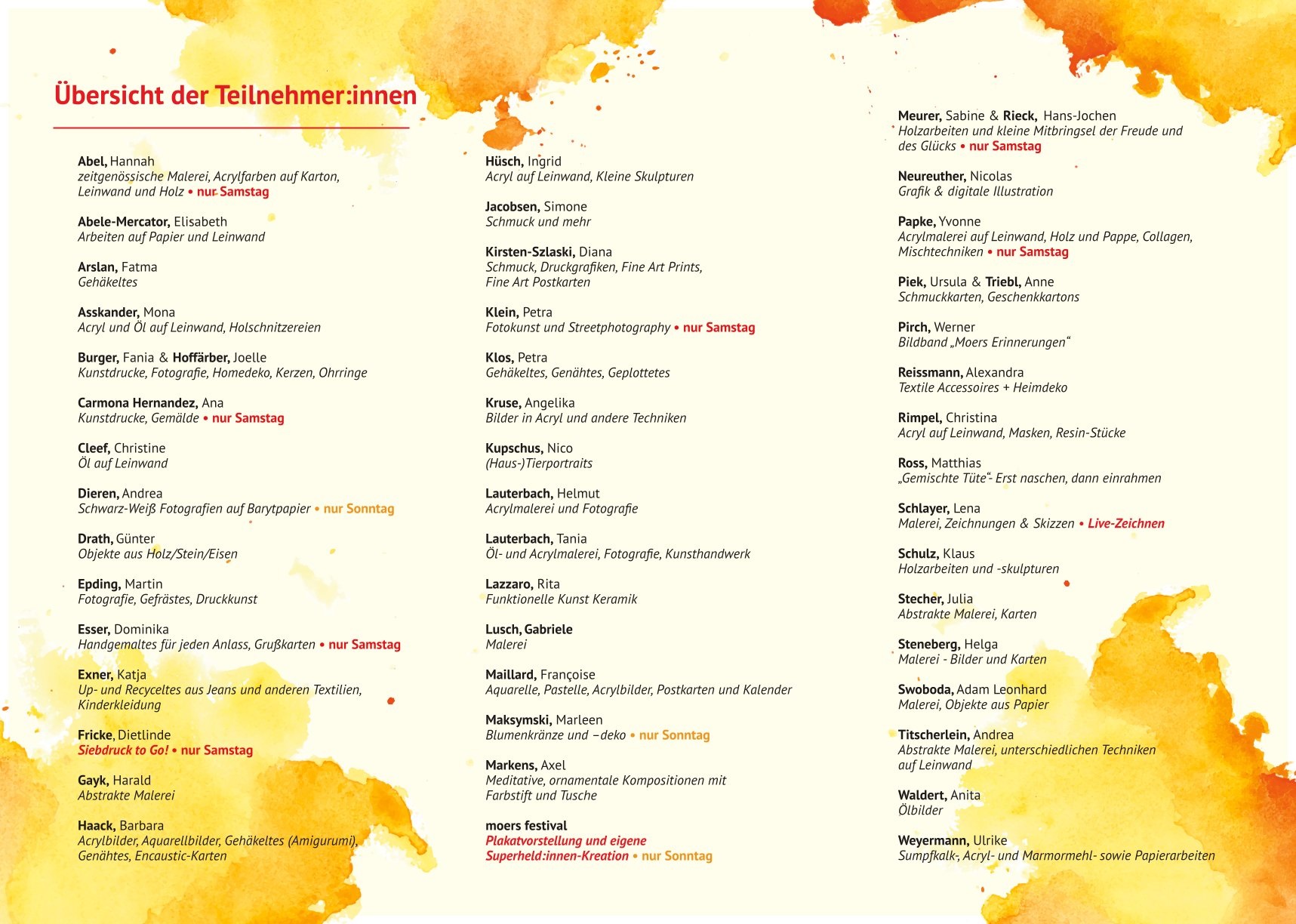 Moerser KunstFrühling Flyer innen